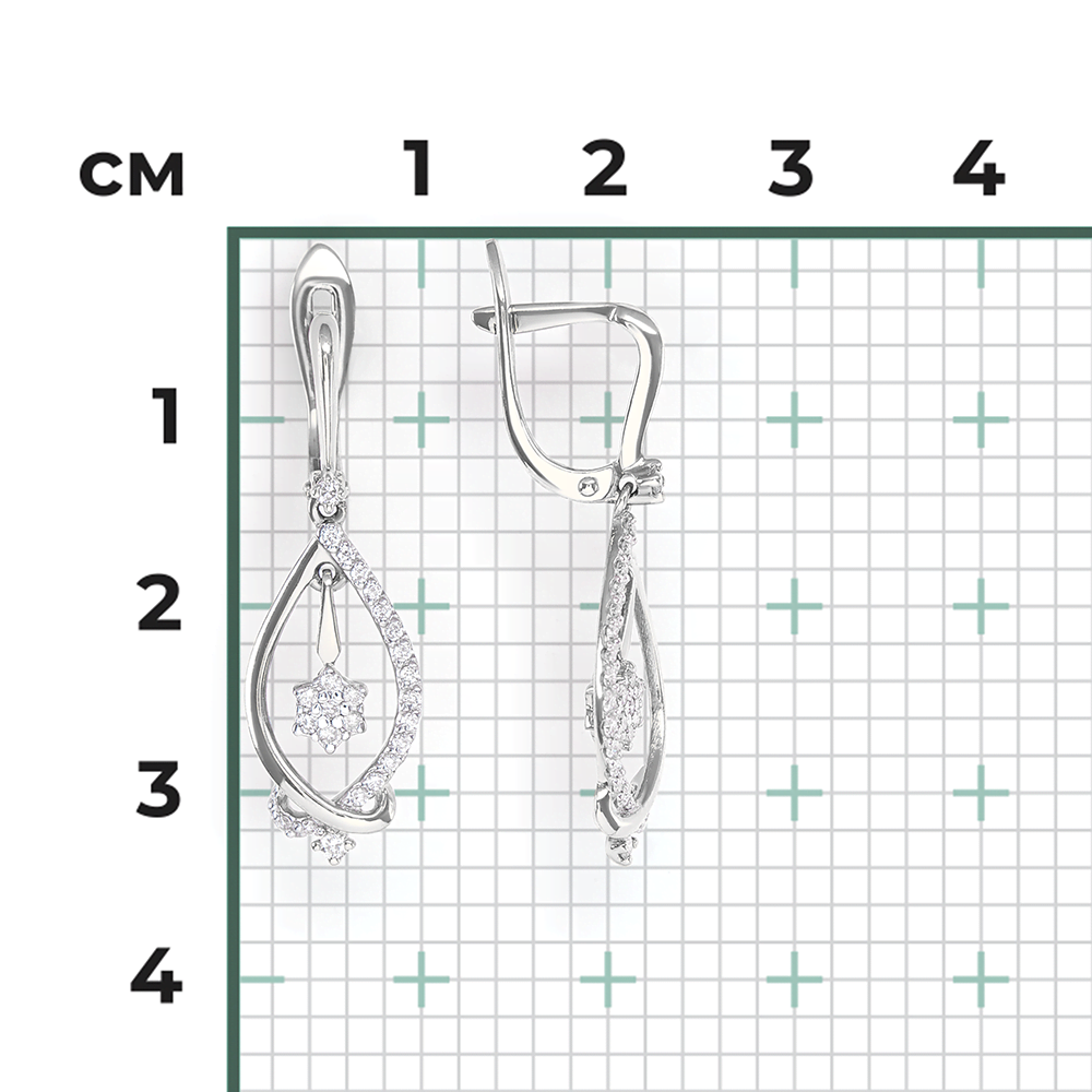 Серьги с английским замком из белого золота с бриллиантами 02-0948-00-101-1120-30
