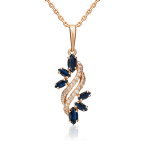 Подвеска из красного золота с сапфирами и бриллиантами 03-0548-00-105-1110-30