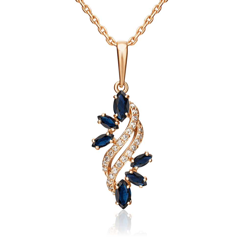 Подвеска из красного золота с сапфирами и бриллиантами 03-0548-00-105-1110-30