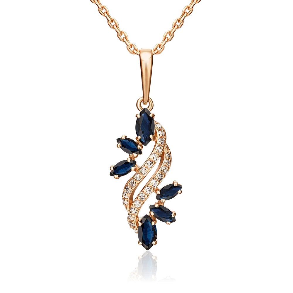 Подвеска из красного золота с сапфирами и бриллиантами 03-0548-00-105-1110-30