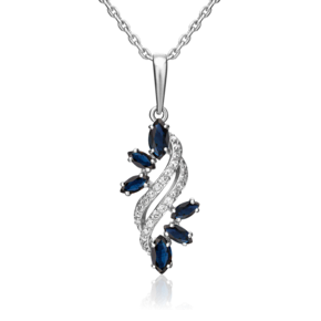 Подвеска из белого золота с сапфирами и бриллиантами