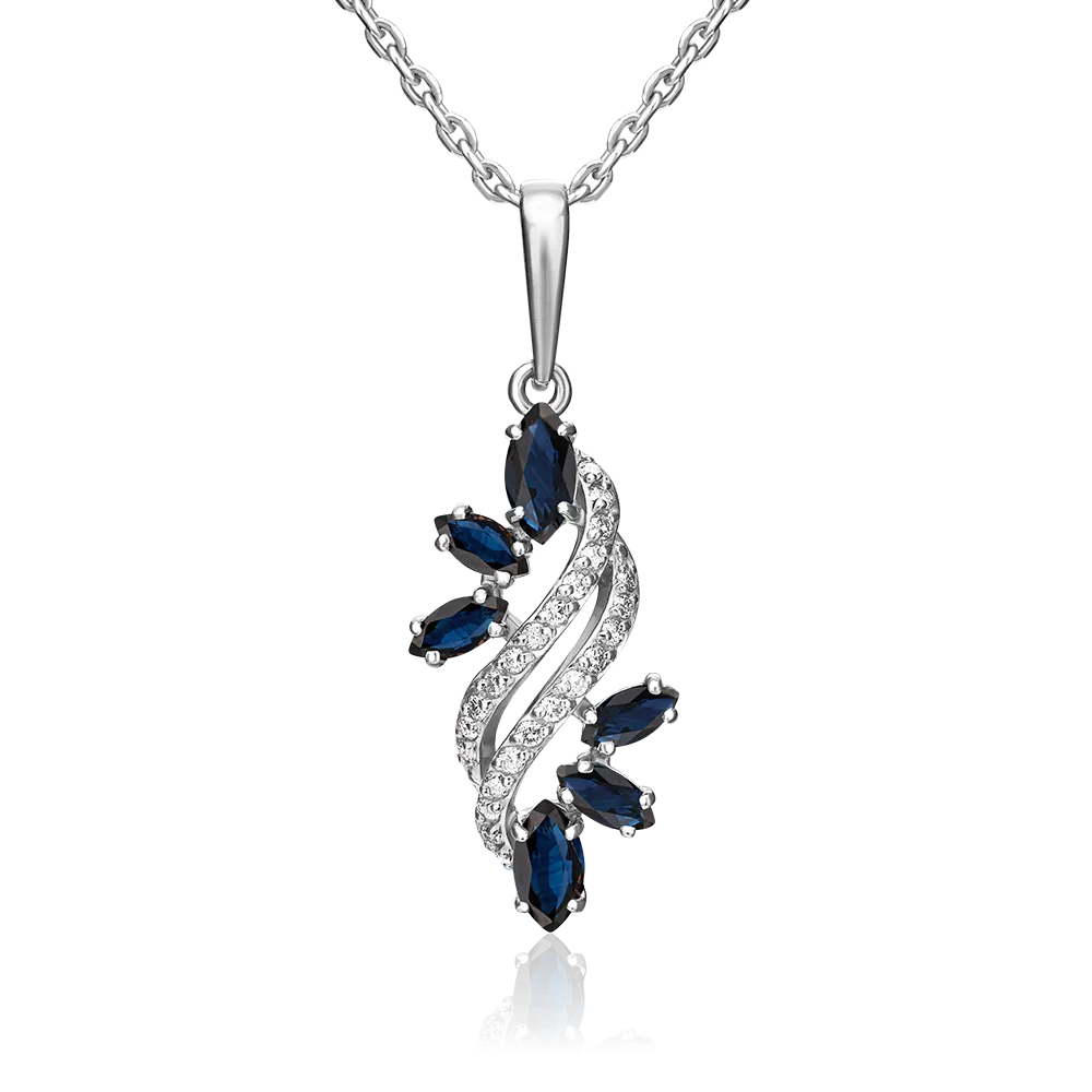 Подвеска из белого золота с сапфирами и бриллиантами 03-0548-00-105-1120-30