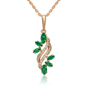Подвеска из красного золота с изумрудами и бриллиантами