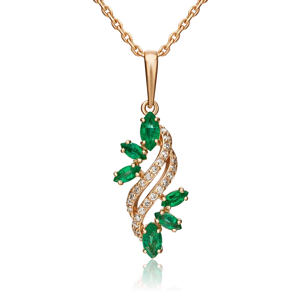 Подвеска из красного золота с изумрудами и бриллиантами 03-0548-00-106-1110-30