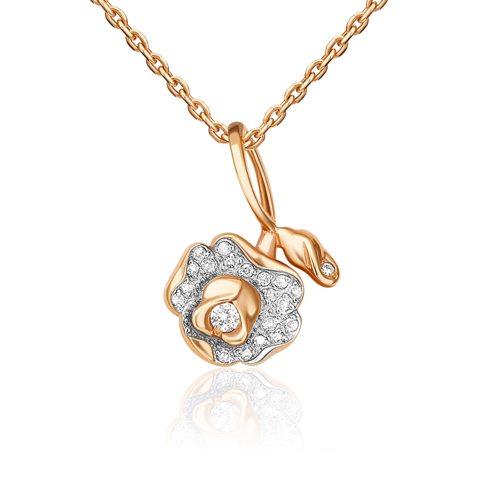 Подвеска «Роза» из красного золота с бриллиантами 03-0549-00-101-1110-30