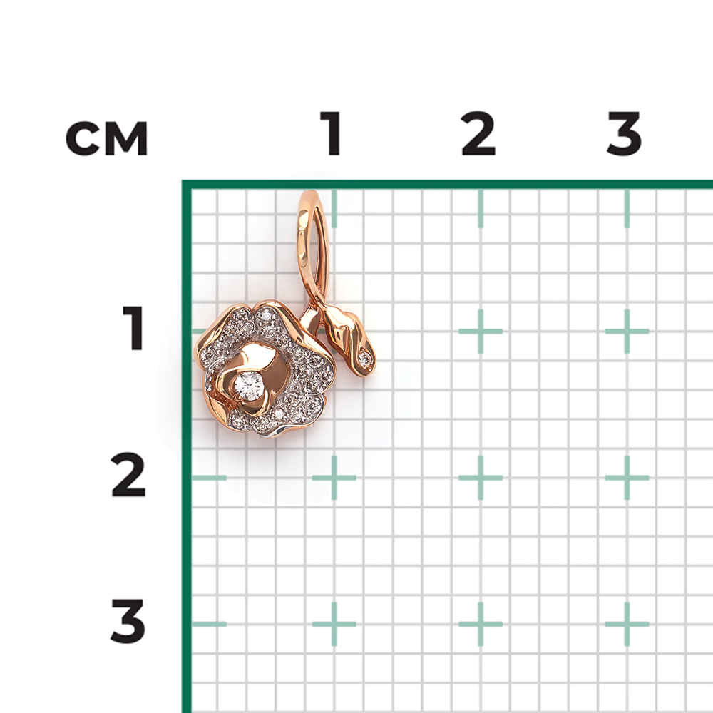 Подвеска «Роза» из красного золота с бриллиантами 03-0549-00-101-1110-30