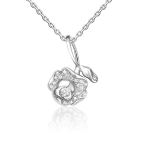 Подвеска «Роза» из белого золота с бриллиантами
