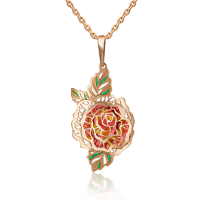 Подвеска «Роза» из красного золота с эмалью 03-3163-00-000-1110-48