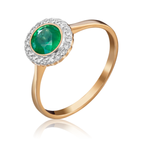 Кольцо из красного золота с изумрудом и бриллиантами 01-1283-00-106-1110-30