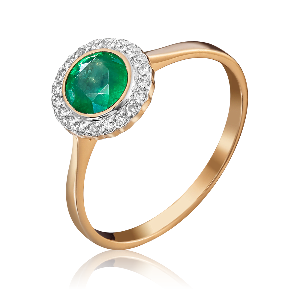 Кольцо из красного золота с изумрудом и бриллиантами 01-1283-00-106-1110-30