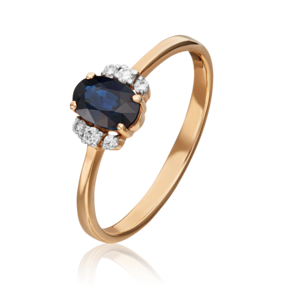 Кольцо из красного золота с сапфиром и бриллиантами 01-1285-00-105-1110-30
