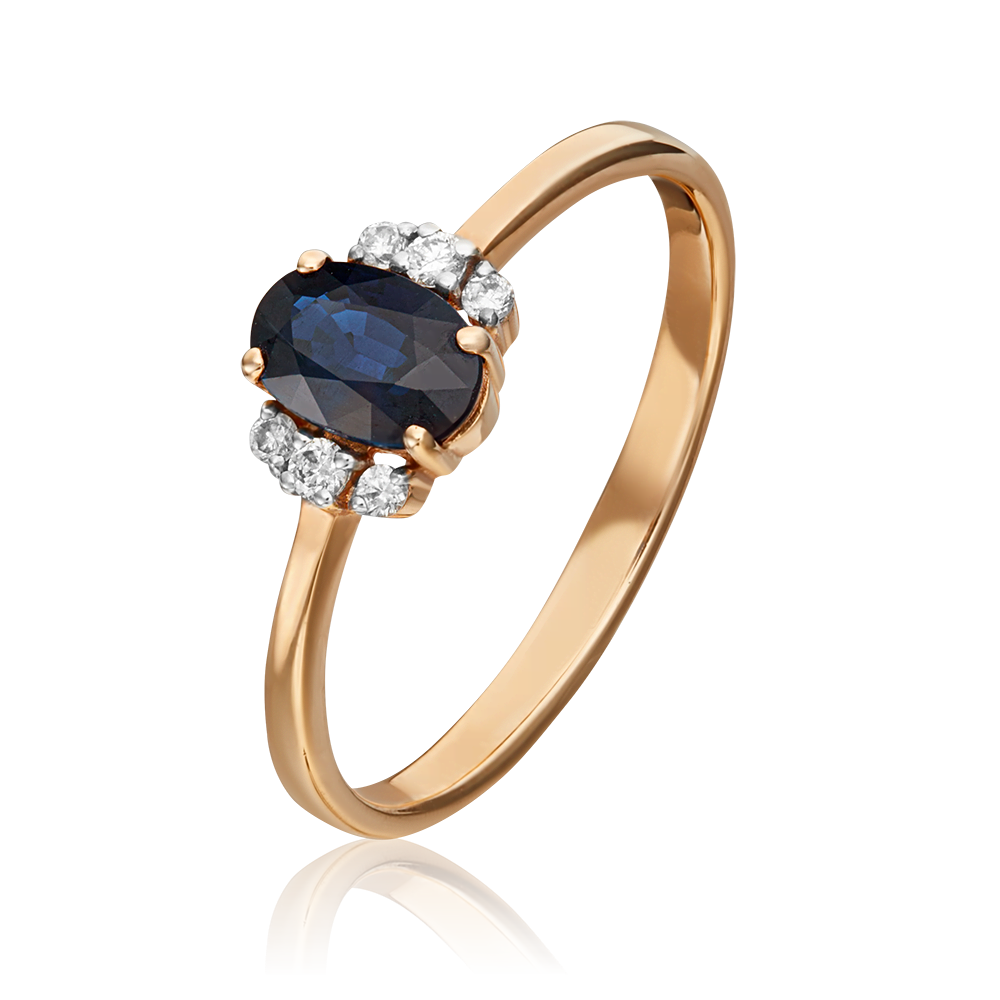 Кольцо из красного золота с сапфиром и бриллиантами 01-1285-00-105-1110-30