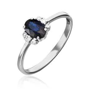 Кольцо из белого золота с сапфиром и бриллиантами 01-1286-00-105-1120-30