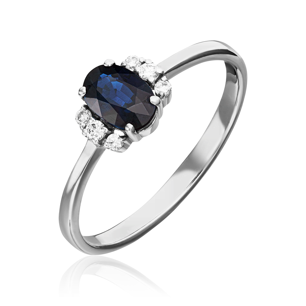 Кольцо из белого золота с сапфиром и бриллиантами 01-1286-00-105-1120-30