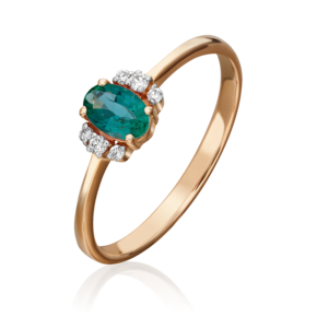 Кольцо из красного золота с изумрудом и бриллиантами 01-1285-00-106-1110-30