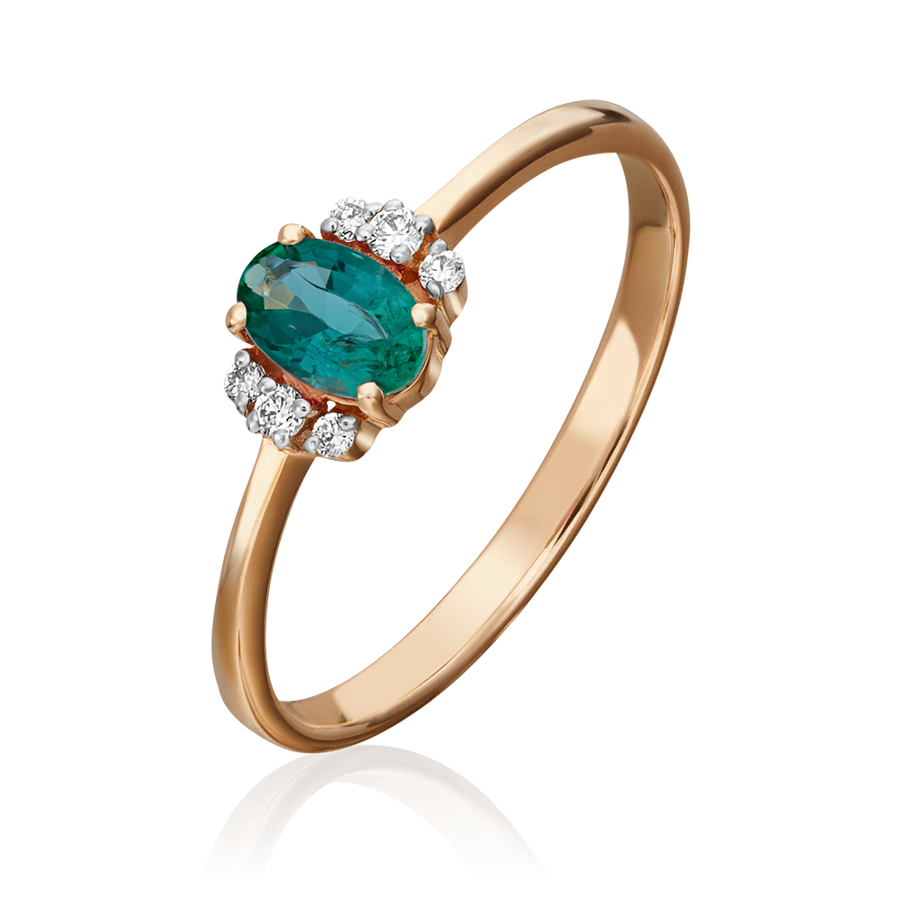 Кольцо из красного золота с изумрудом и бриллиантами 01-1285-00-106-1110-30