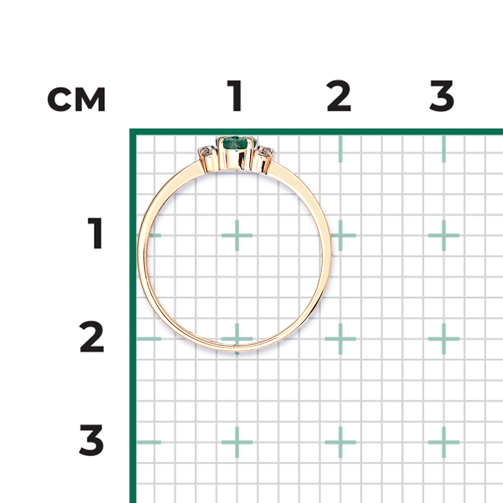Кольцо из красного золота с изумрудом и бриллиантами 01-1285-00-106-1110-30