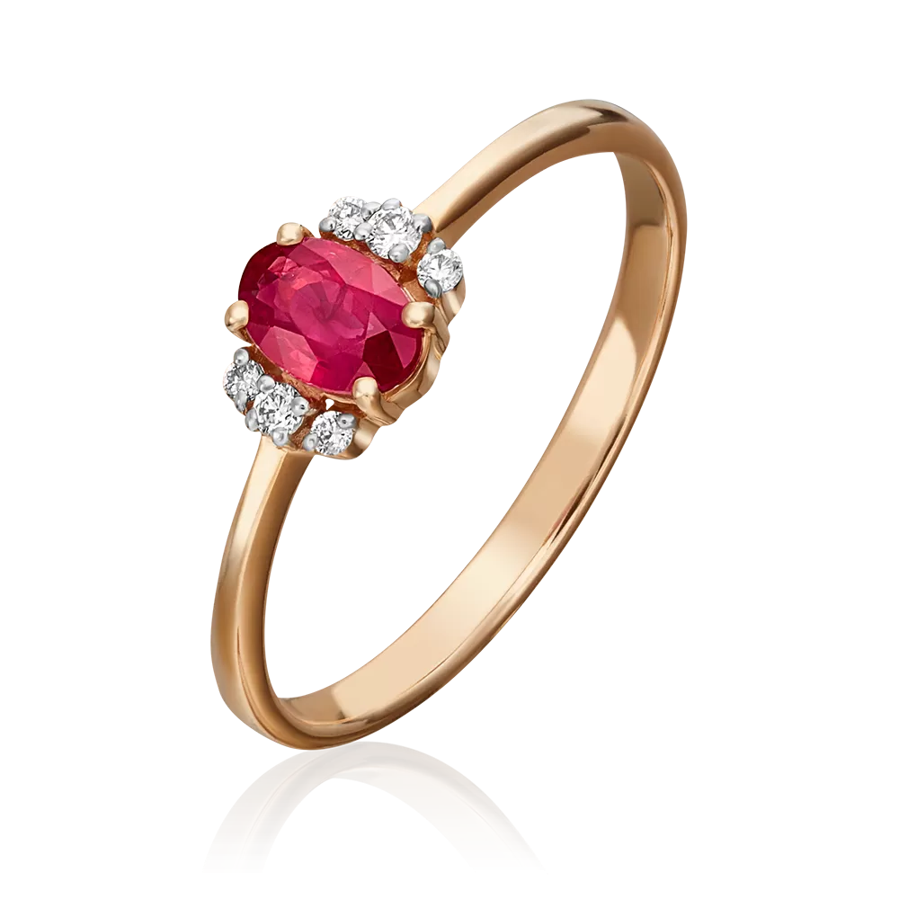 Кольцо из красного золота с рубином и бриллиантами 01-1285-00-107-1110-30