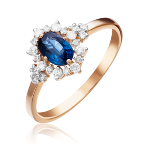 Кольцо из красного золота с сапфиром и бриллиантами 01-1287-00-105-1110-30