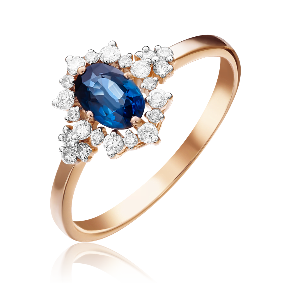 Кольцо из красного золота с сапфиром и бриллиантами 01-1287-00-105-1110-30