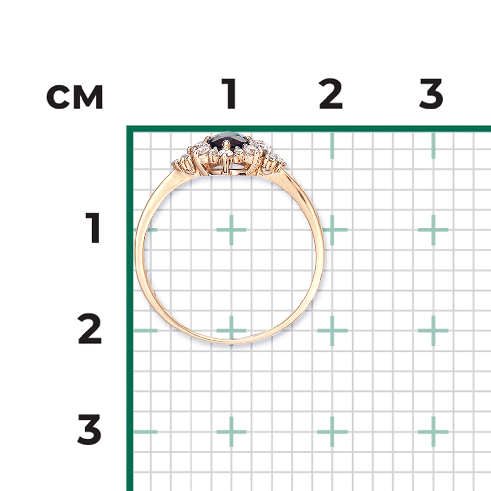 Кольцо из красного золота с сапфиром и бриллиантами 01-1287-00-105-1110-30