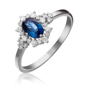 Кольцо из белого золота с сапфиром и бриллиантами 01-1288-00-105-1120-30