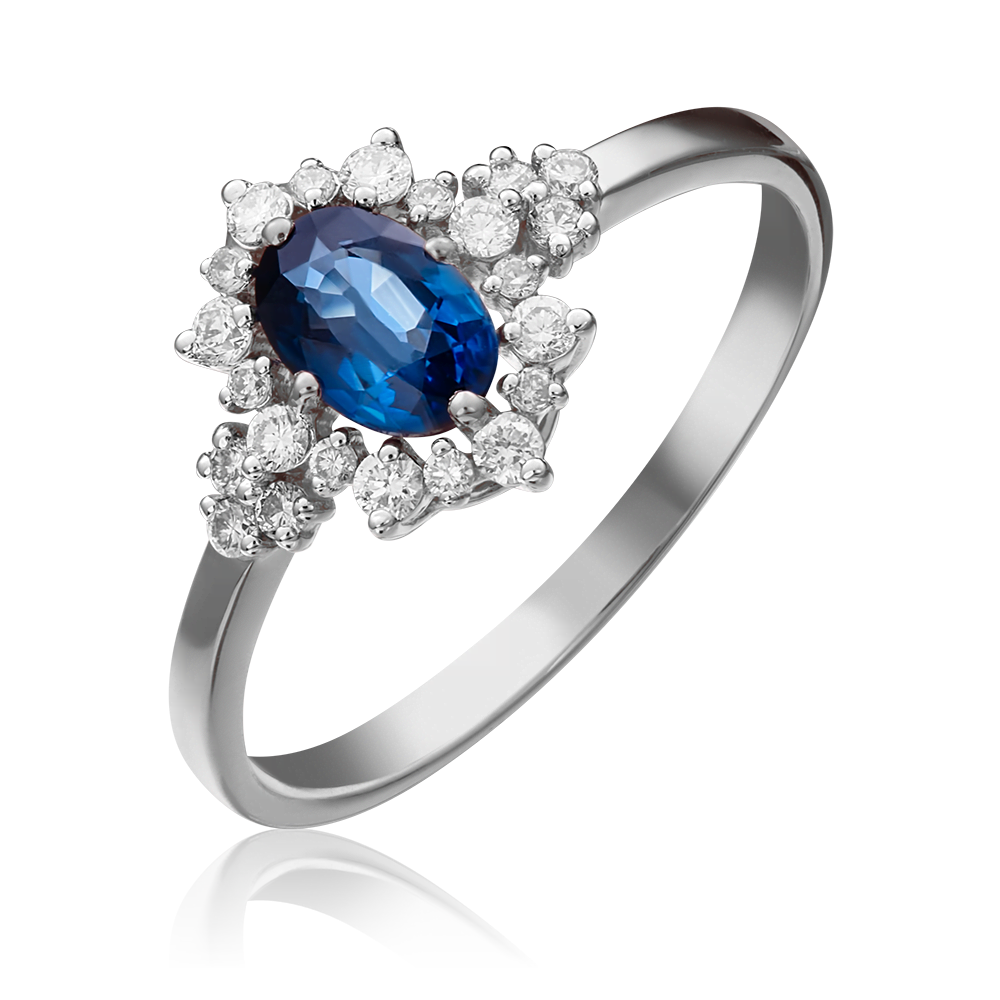 Кольцо из белого золота с сапфиром и бриллиантами 01-1288-00-105-1120-30