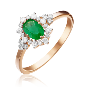 Кольцо из красного золота с изумрудом и бриллиантами 01-1287-00-106-1110-30