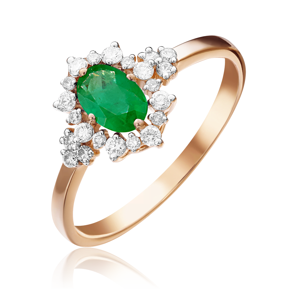 Кольцо из красного золота с изумрудом и бриллиантами 01-1287-00-106-1110-30