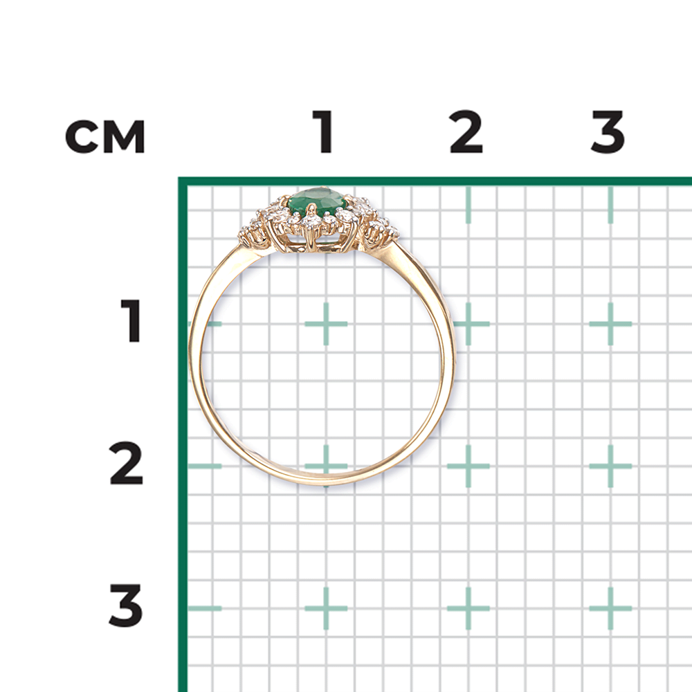 Кольцо из красного золота с изумрудом и бриллиантами 01-1287-00-106-1110-30