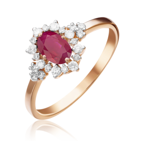 Кольцо из красного золота с рубином и бриллиантами 01-1287-00-107-1110-30