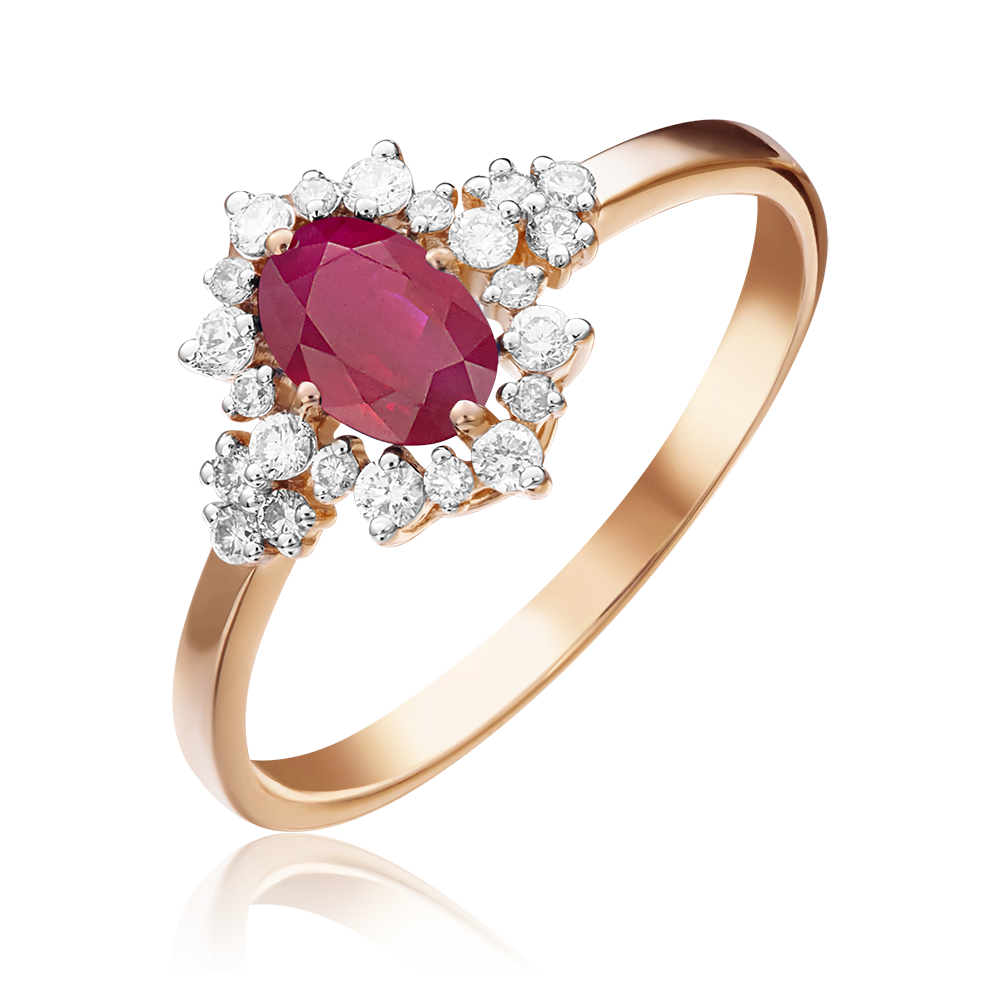 Кольцо из красного золота с рубином и бриллиантами 01-1287-00-107-1110-30