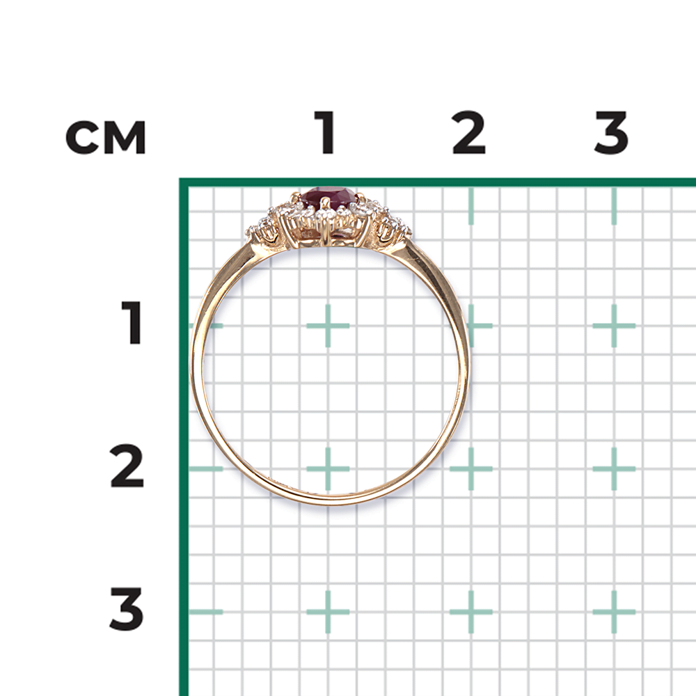 Кольцо из красного золота с рубином и бриллиантами 01-1287-00-107-1110-30