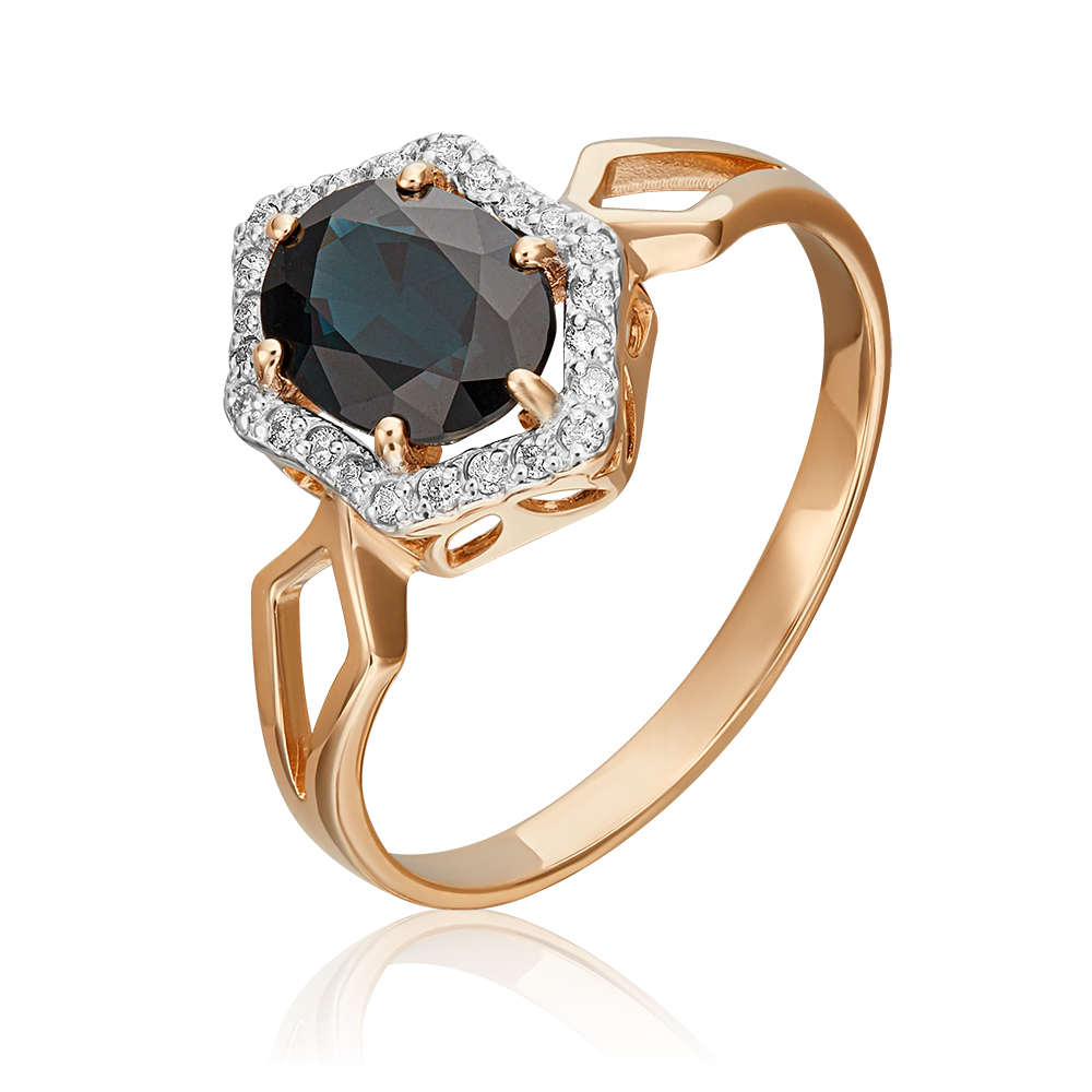 Кольцо из красного золота с сапфиром и бриллиантами 01-1289-00-105-1110-30