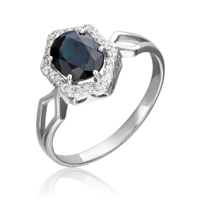 Кольцо из белого золота с сапфиром и бриллиантами 01-1290-00-105-1120-30