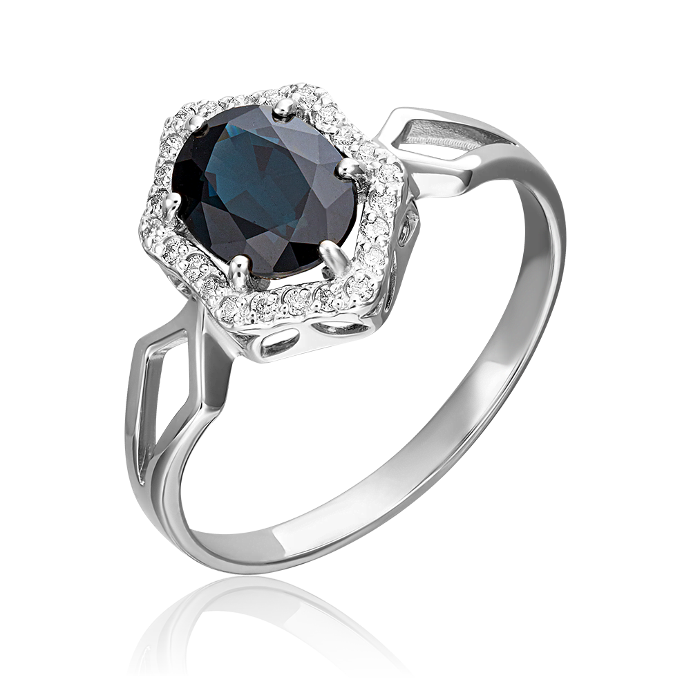 Кольцо из белого золота с сапфиром и бриллиантами 01-1290-00-105-1120-30