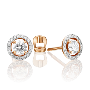 Серьги-пусеты из красного золота с бриллиантами 02-0697-00-101-1110-30