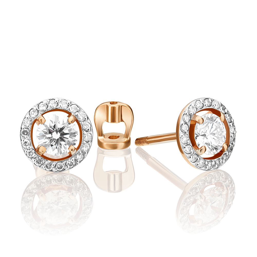 Серьги-пусеты из красного золота с бриллиантами 02-0697-00-101-1110-30