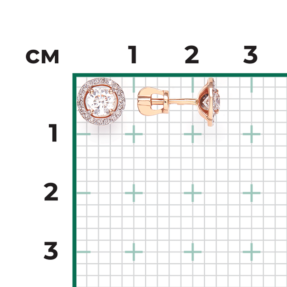 Серьги-пусеты из красного золота с бриллиантами 02-0697-00-101-1110-30