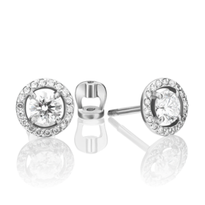 Серьги-пусеты из белого золота с бриллиантами 02-0698-00-101-1120-30