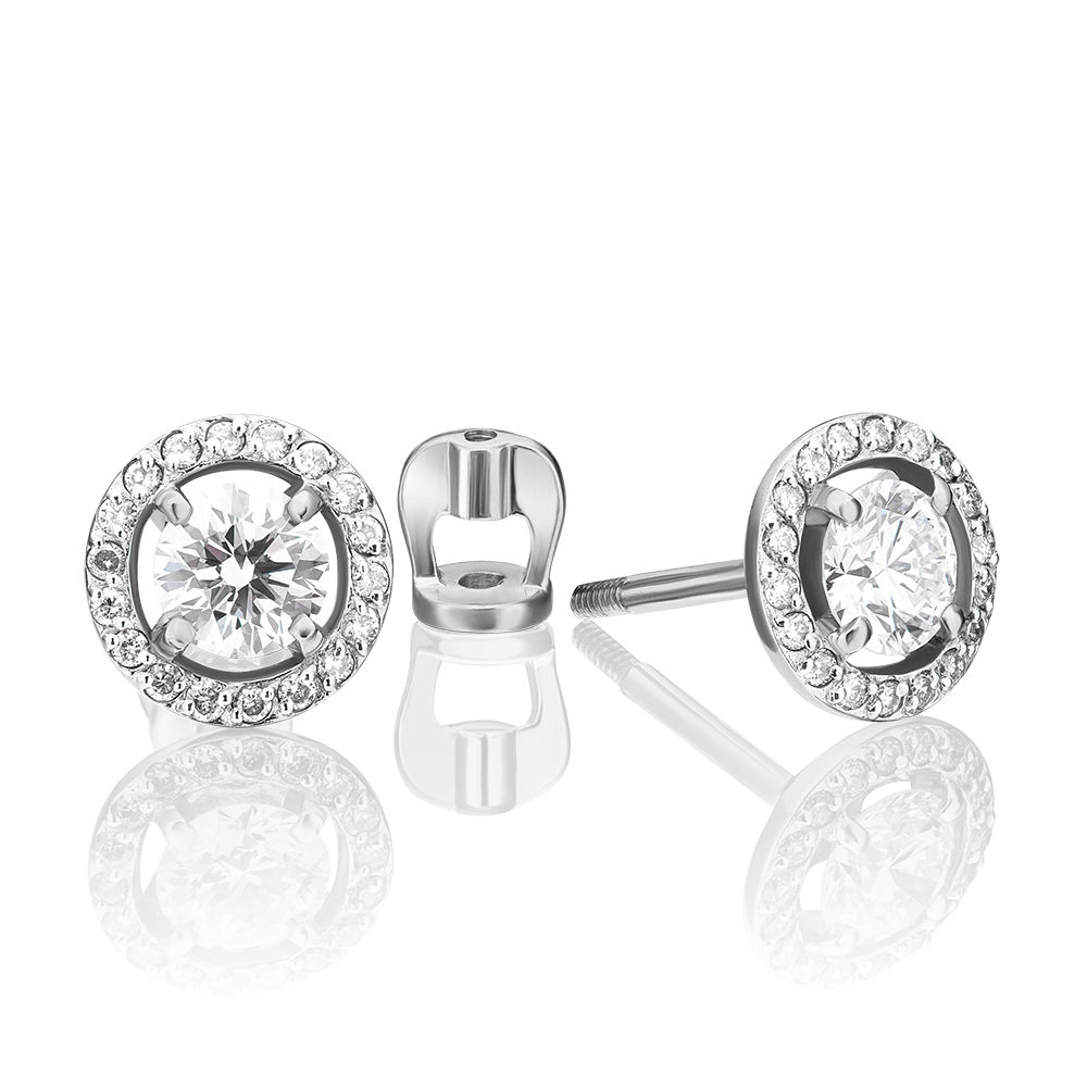 Серьги-пусеты из белого золота с бриллиантами 02-0698-00-101-1120-30