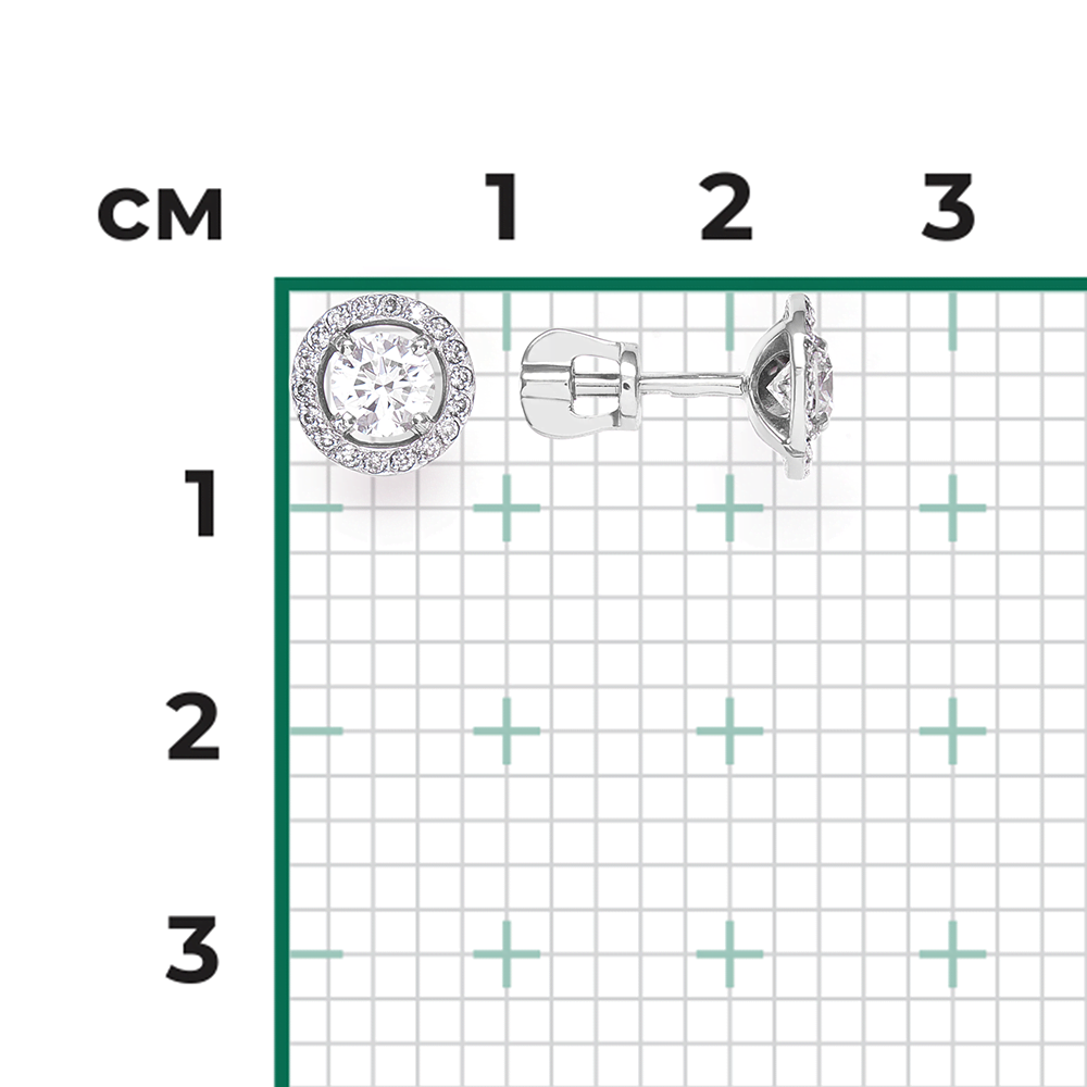 Серьги-пусеты из белого золота с бриллиантами 02-0698-00-101-1120-30