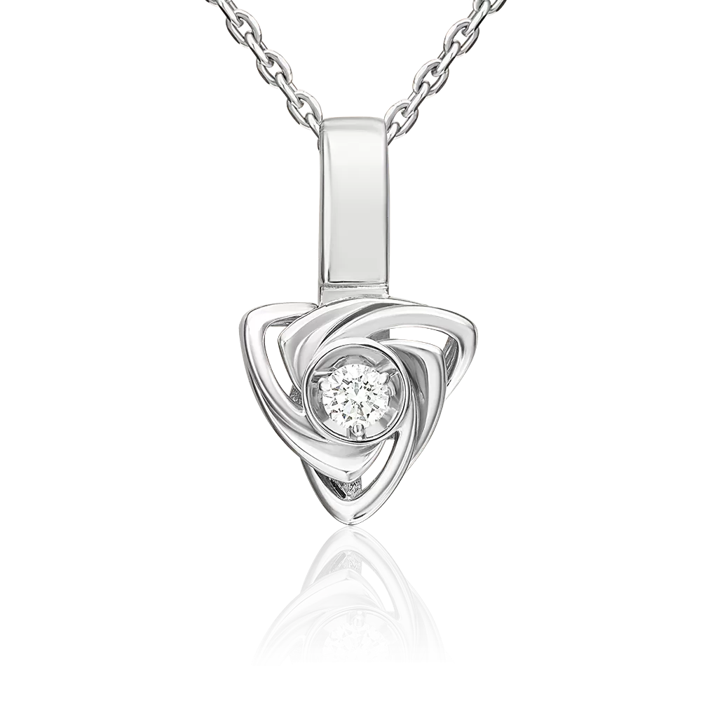 Подвеска из белого золота с бриллиантом 03-3620-00-101-1120