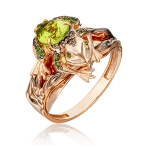 Кольцо «Лягушка» из красного золота с миксом камней 01-5414-00-727-1110-57