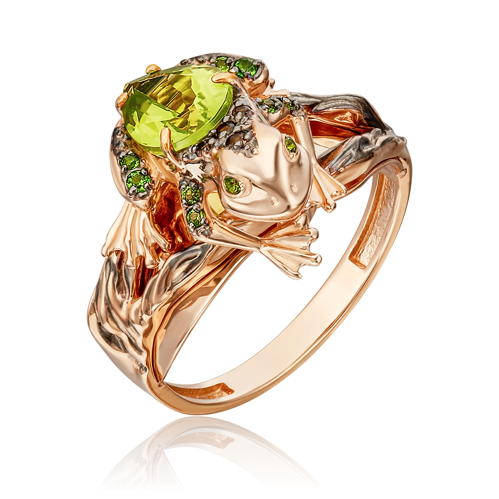 Кольцо «Лягушка» из красного золота с миксом камней 01-5414-00-727-1110-57