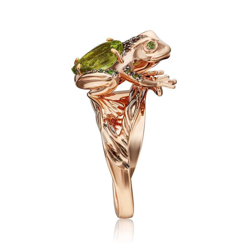 Кольцо «Лягушка» из красного золота с миксом камней 01-5414-00-727-1110-57
