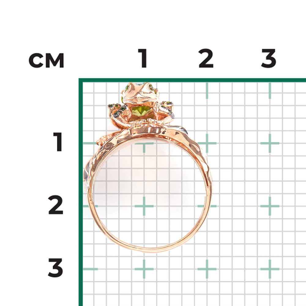 Кольцо «Лягушка» из красного золота с миксом камней 01-5414-00-727-1110-57
