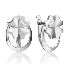 Серьги «Клевер. Незабываемые моменты» из белого золота с бриллиантами 02-4838-00-101-1120