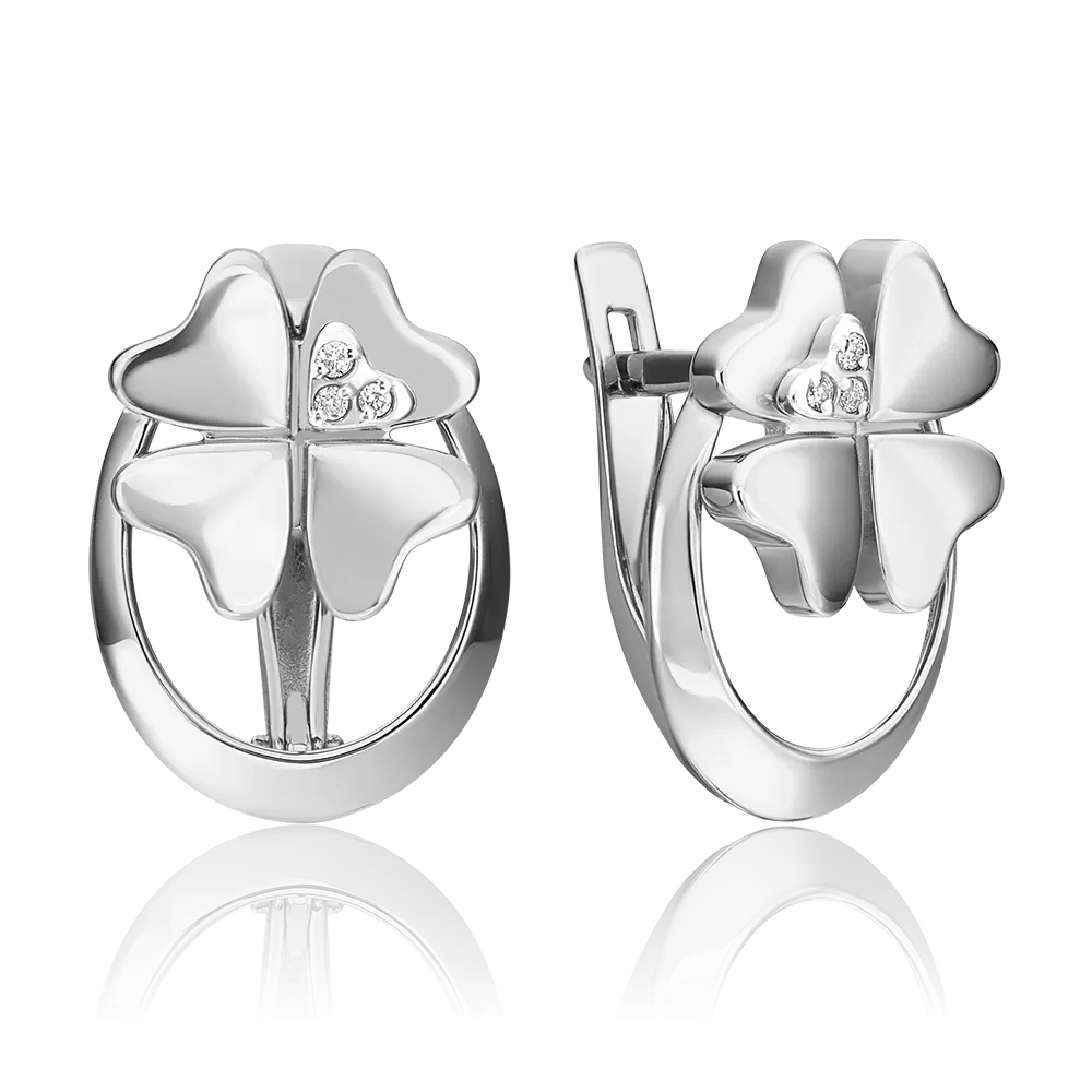 Серьги «Клевер. Незабываемые моменты» из белого золота с бриллиантами 02-4838-00-101-1120