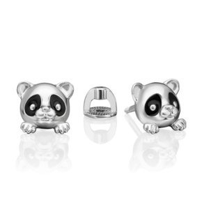 Серьги-пусеты «Панды» из серебра с эмалью 02-4970-00-000-0200